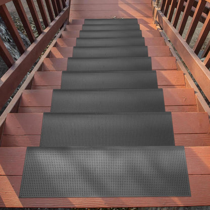 Ottomanson Non Slip Stair Treads Indoor – Peel and Stick Carpet Stair Treads for Wooden Stairs, Self Adhesive Anti Slip Stair Pads for Kids & Pets – 7.9" x 29.9", 7 Pack – Black