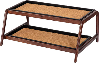 Anji Mountain Heavy Duty Waterproof Wooden Shoe Storage Mat Organizer/Boot Storage Tray Multi Use for Entryway with Coir, Gray and Ivory Insert, 1 Tier, Fits 2 Pair (26.5" Wide)