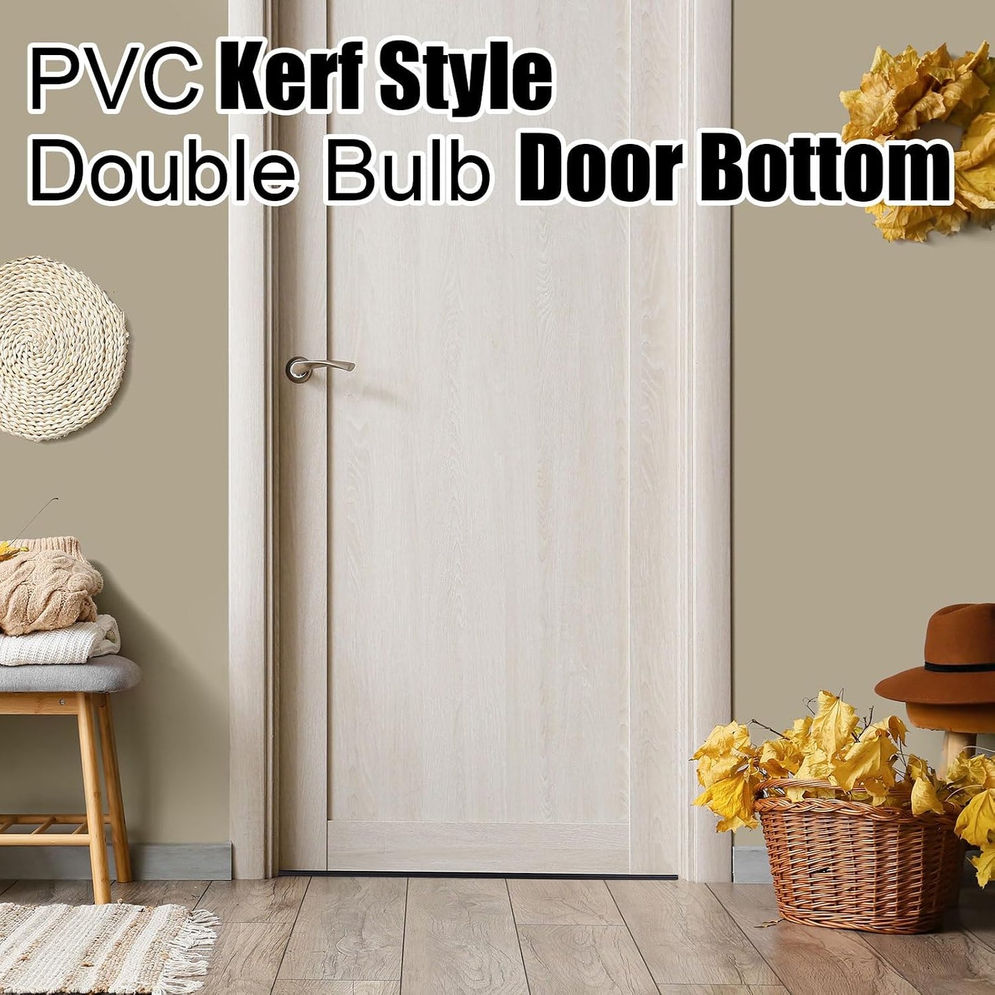 Pushglossy 2 Pcs Kerf Style Door Bottom 36" Long 1 3/4" Wide Replacement Threshold Seal with Vinyl Fins Weatherstrip Draft Stopper for Interior Exterior Doors(White)