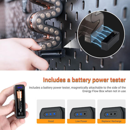 KIWIFOTOS 27 AA + 35 AAA Combo Battery Case Set with Tester | 62 PCS AA AAA Battery storage, Pegboard compatible, Wall Mount Battery Organizer Dispenser, magnetic tester, no‑assembly
