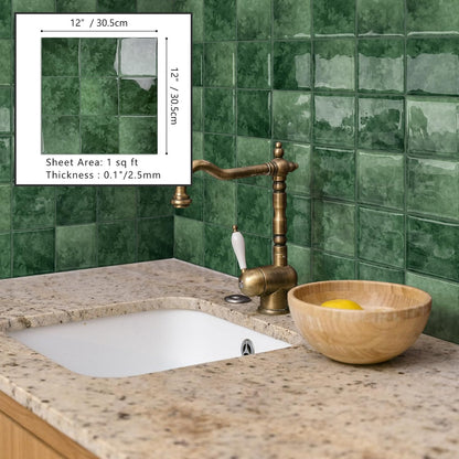 10 Sheet Thicker Peel and Stick Backsplash Tile, 12"x12" 3D Self Adhesive Square Mosaic Subway Checkered Vinyl Backsplash Stick on Wall Tiles for Bathroom, Kitchen, Living Room (10, Orange)