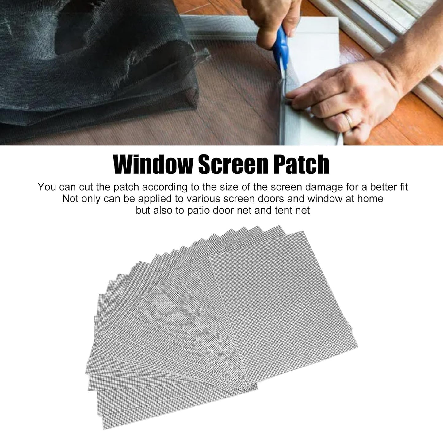 TANIQIACA 20Pcs Window Screen Repair Kit Screen Repair Tape Self Adhesive Screen Repair Patch Fiberglass Replacement Screens for Windows Doors Tent Net to Cover Holes