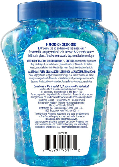 Clorox Fraganzia Crystal Beads Air Freshener, Long Lasting Room Deodorizer and Odor Eliminator Gel Beads to Freshen Home, Car, or Office, Fresh Ocean Breeze Scent, 12 Fl Oz - 2 Pack