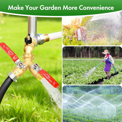 Twinke Star 2 Way Heavy Duty Brass Garden Hose Splitter | Long Handle, 3/4 Inch GHT Thread, Y Connector, Upgraded