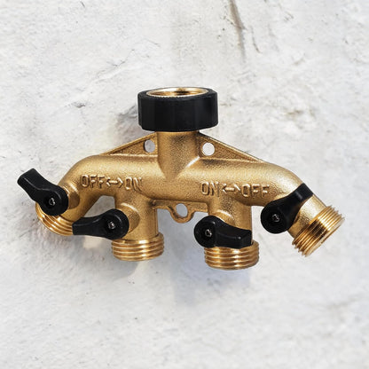 ‌VANCOCO 2 Way Garden Hose Splitter, 3/4" Heavy Duty Solid Brass Hose Y Splitter With 2 Shut-off for Outdoor Faucet & Garden Hose