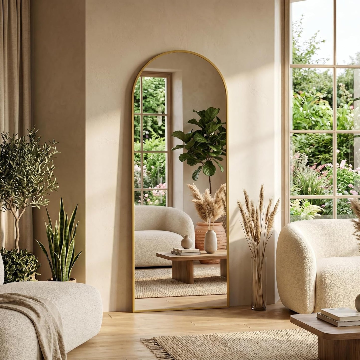 59"x16" Floor Mirror Full Length, Arched Full Length Mirror with Stand, Full Body Mirrors for Bedroom Living Room or Cloakroom Gold