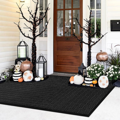 Mibao Front Door Mat, Heavy Duty Durable Welcome Mat for Outdoor Indoor, Dirt Trapper Waterproof Super Absorbent Door Mat for Entryway Outside Patio Porch, 29.5" x 17", Grey
