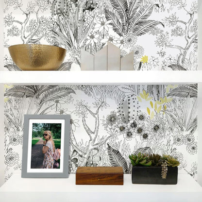 Wudnaye Boho Peel and Stick Wallpaper Catus Wallpaper 17.7" x 118.1"Vintage Floral Wallpapers Peel and Stick Botanical Removable Wall Paper Boho Self Adhesive Contact Paper for Bathroom Cabinets