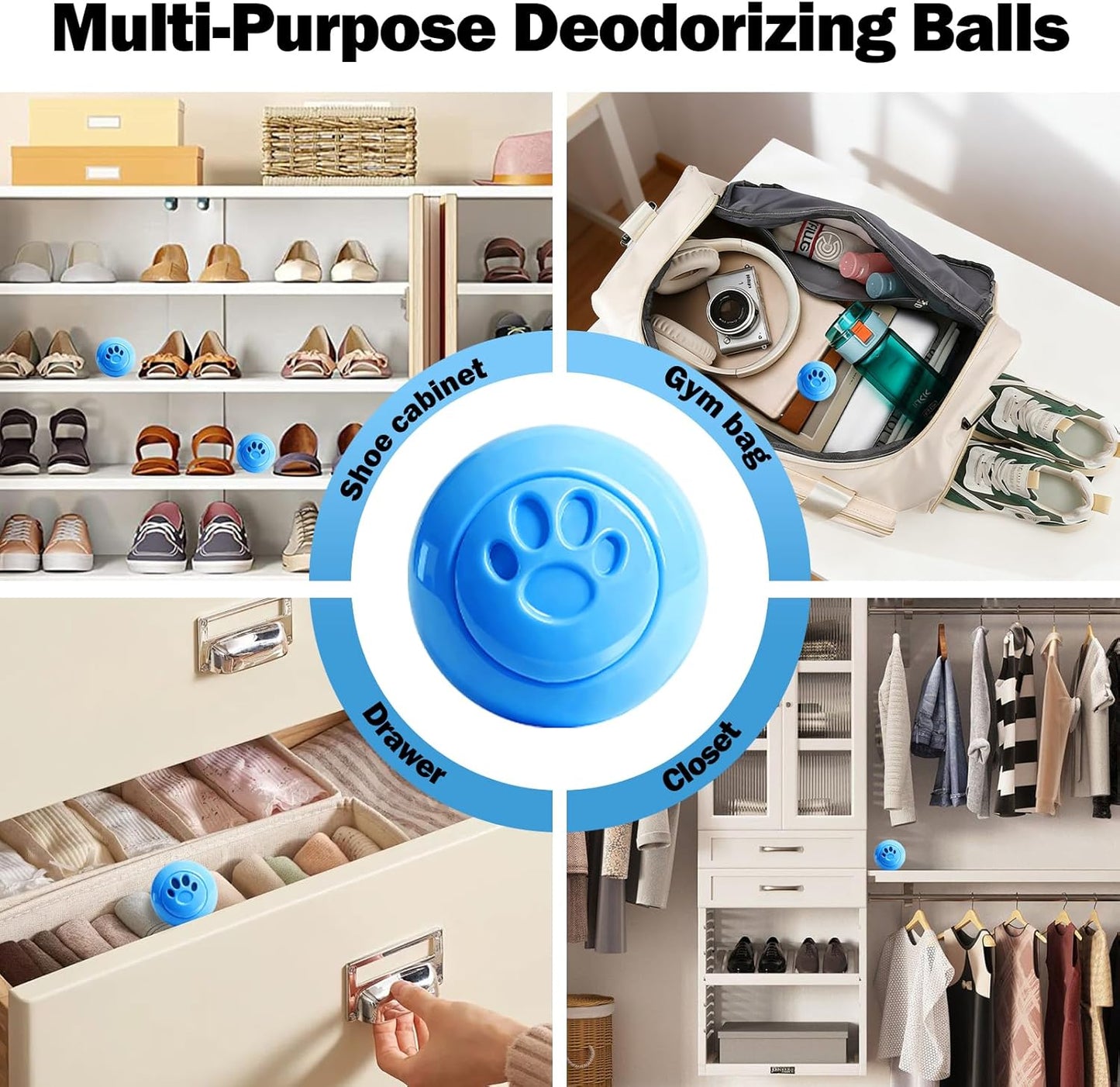 SCENTORINI Shoe Deodorizer Balls, 8 Pack Linen Scent Sneaker Deodorizer Balls, Odor Eliminator for Smell Shoes Boots, Long Lasting Shoe Freshener for Gym Bags, Drawers and Small Spaces