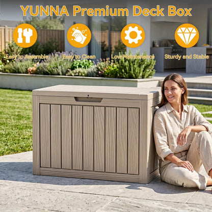 35 Gallon Waterproof Outdoor Storage Box,Deck Boxs for Outdoor and Indoor Use,Deck Storage Box for Picnic Supplies,Gardening Tools,Lockable and Easy to Install(Black)
