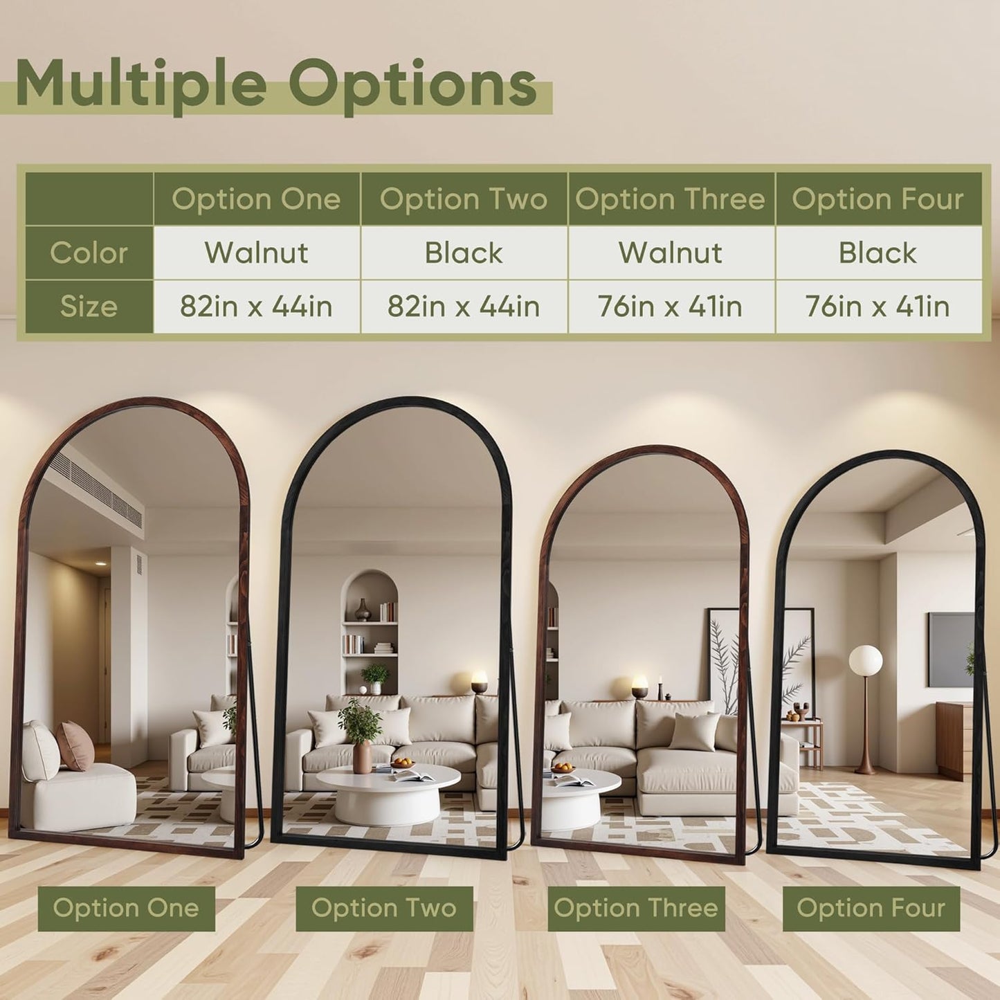 Suidia Full Length Mirror, Oversized Floor Mirror with Solid Wood Frame, Large Standing Mirror for Bedroom Living Room, Wood Art Style, Dark Walnut, 74" L x 32" W