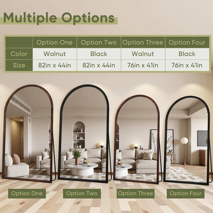 Suidia Full Length Mirror, Oversized Floor Mirror with Solid Wood Frame, Large Standing Mirror for Bedroom Living Room, Wood Art Style, Dark Walnut, 74" L x 32" W