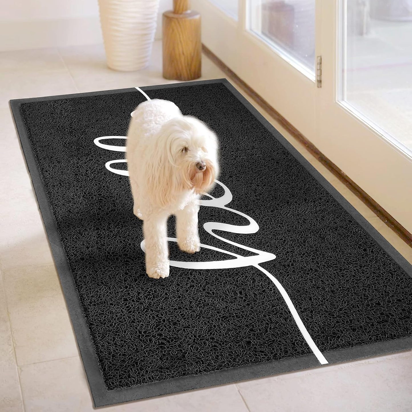 EARTHALL Door Mat Outside Inside Home Doormat, 30"x17.5", Durable Floor Mat Non Slip Mat Ultra Absorb Mud Easy Clean Front Doormat for Garage, Entryway, Patio, High Traffic Areas, Black