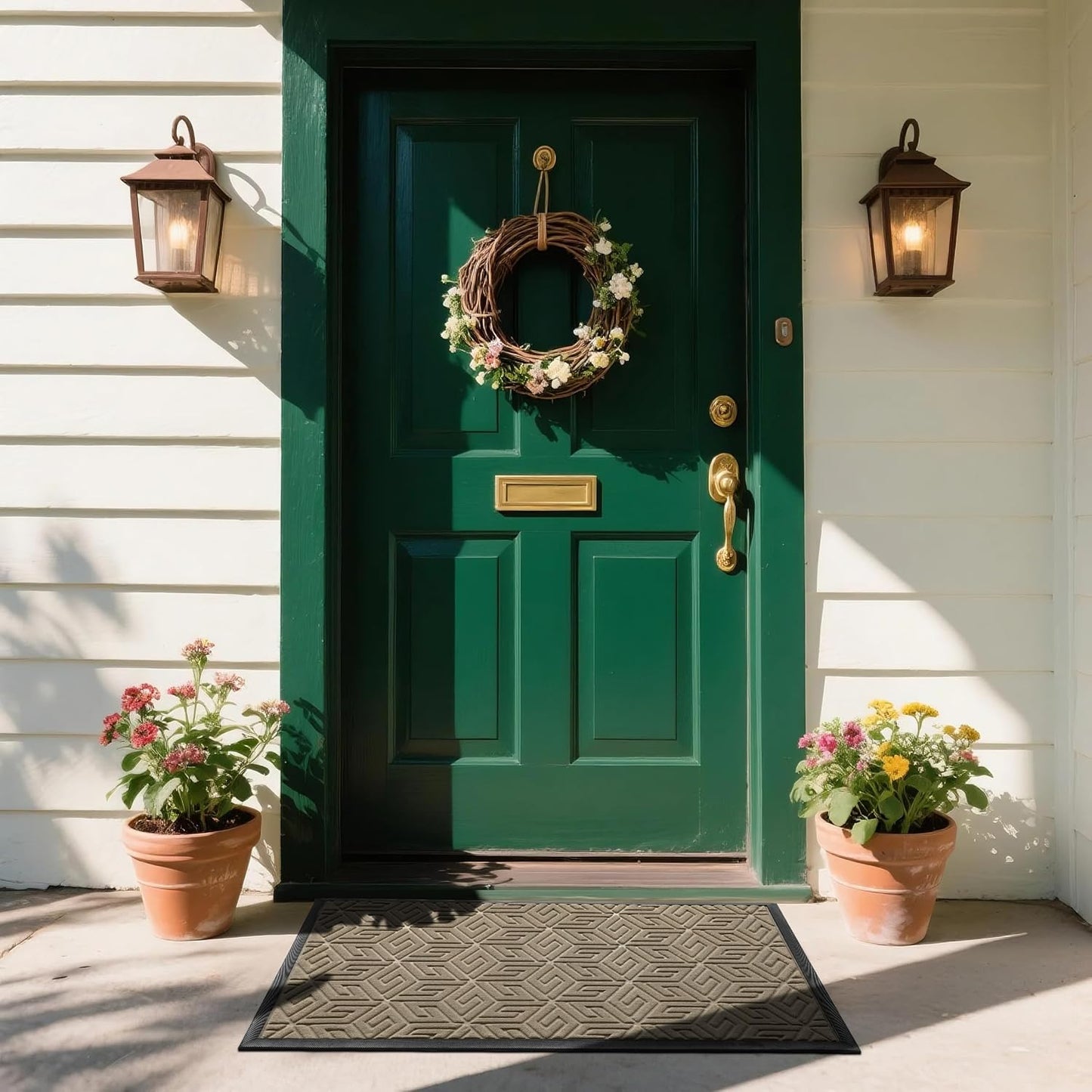 Yimobra Doormat Outdoor Entrance 29.5x17, All-Weather Waterproof Outdoor Mats for Front Door, Non Slip Welcome Door Mat for Patio Proch Outside Entryway Indoor, Black