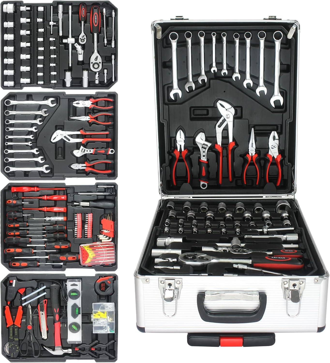 899PCS Tool Set, Household Tool Kit with Rolling Tool Box, Complete Tool Box Set Hand Tool Set with Tool Box, Mechanic Tool Set Rolling Tool Set for Home/Auto Repair Tool Set (Black)