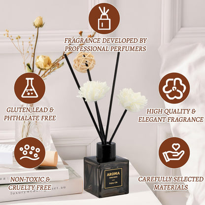 Reed Diffuser Set, 1.7 fl oz Scent Diffuser with Sticks, Freesia Scent for Bathroom Accessories Shelf Decor, Air Fresheners for Home, Home Fragrance Products, House Office Room Decor Aesthetic Gift