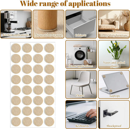 Sibba 128Pcs Felt Furniture Pads, Self Adhesive Round Furniture Pads for Chair Legs, Non Slip Anti Scratch Floor Protectors for Hardwood Floors, 0.75 Inch Round, Beige