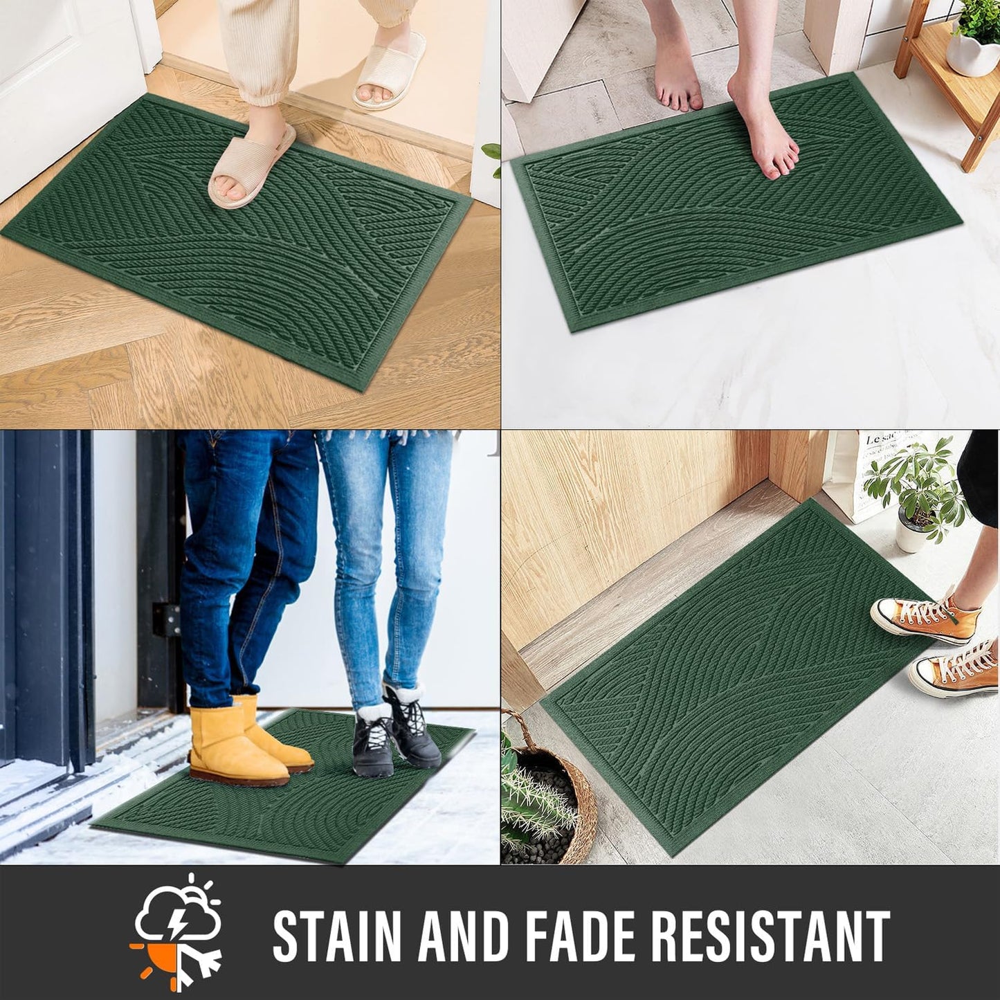 HIYARD Sturdy Front Door Mat, Absorbent Muddy Dirt Resist Welcome Door Mats Outdoor Indoor, Stain and Fade Resistant, Non-Slip Backing Entry Mat Low Profile Doormat for Entryway, 29×17, Beige