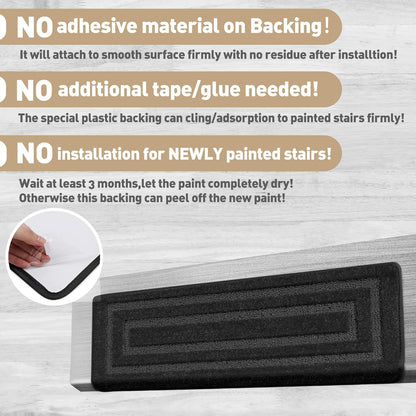 PURE ERA Carpet Stair Treads Tape Free Non Slip Indoor Stair Carpet Stair Protectors Pet-Friendly Non-Slip Skid Resistant Washable Reusable 8" x 30"(2 Pieces,Black)