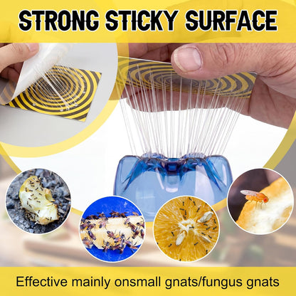 100 Pack Fruit Fly Trap Covers, Single-Sided Sticky Paper Lids, 8 Vent Holes for Vinegar/Wine Bait, Fits Cups & Jars for Indoor Kitchen & Pantry Gnat Control (Round,Yellow)
