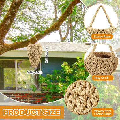 Qualirey 4 Pcs Large Crochet Fake Wasp Nest 7.9×12.6" Hanging Fake Wasp Nest Deterrent Outdoor Crochet Hornet Decoys for Patio Garden Yard Eaves Uses