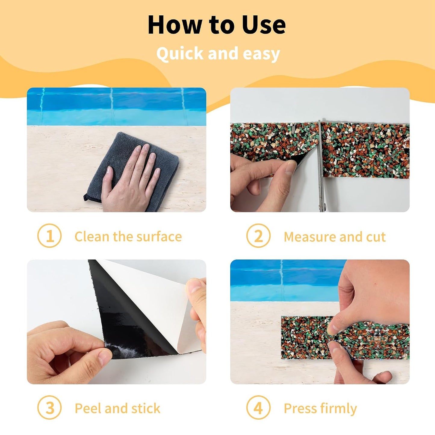 Waterproof Anti-Slip Traction Tape | 2" x16.5 FT | Heavy-Duty EPDM Rubber, Strong Grip & Barefoot Gentle | Indoor & Outdoor Solution: Poolside, Bath, Ramps, Stairs, Board Steps