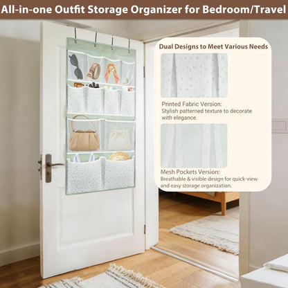 2 Pack- 12 Pocket Over Door Hanging Storage Organizer with 4 Kinds Pouch,Back of Closet Hanging Shelf Storage Organization for Sock,Hat,Underwear,Behind Door Caddy in Bedroom,Bathroom,Entrance,Dorm,RV