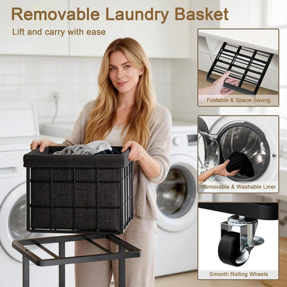 120L Vertical Rolling Laundry Hamper with Removable Bags, 3 Section Laundry Basket with Wheels, Slim Tall 3 Tier Laundry Sorter for Small Spaces, Dorm, Laundry Room, Bathroom, Closet, White