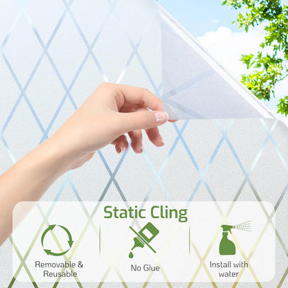 LUTE Window Privacy Film, Frosted Glass Window Film for Bathroom, Static Cling Removable Heat Control Glass Coverings, Non Adhesive Opaque Door Sticker for Home Office (Pure, 17.5" x 78.7")