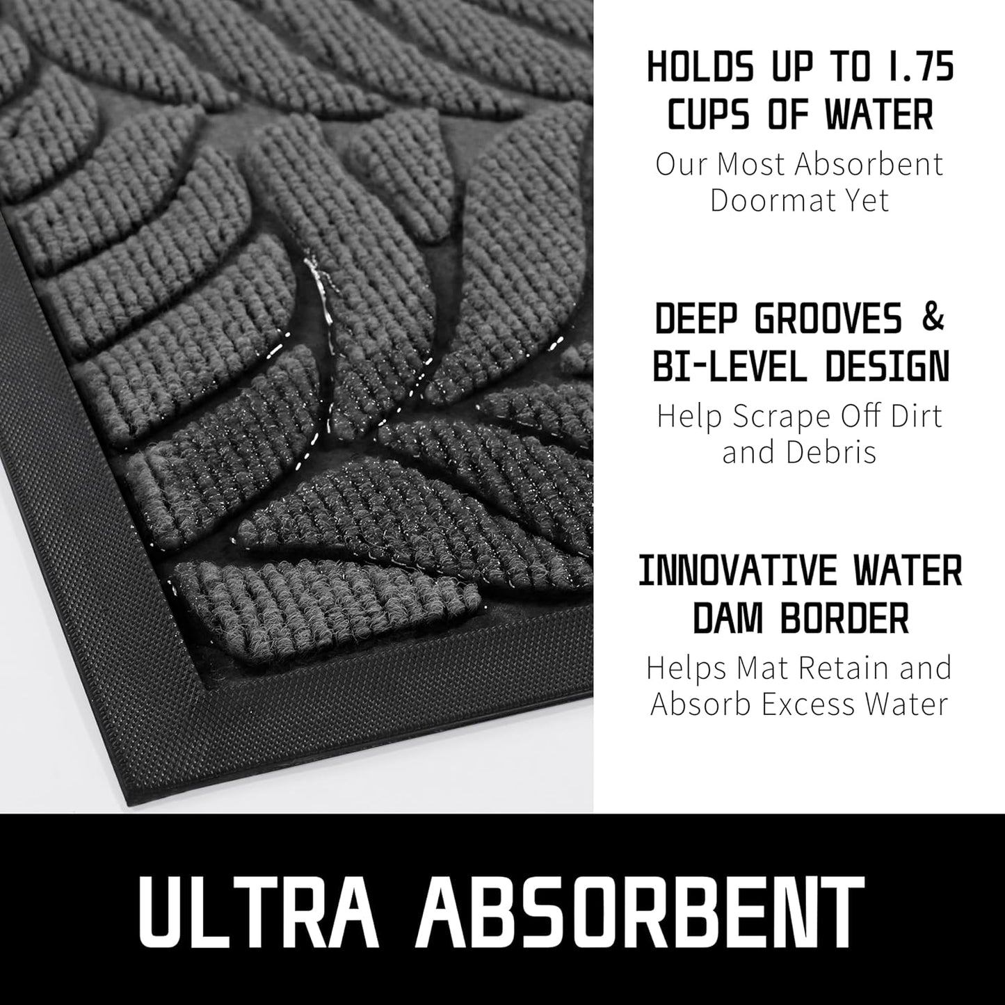 Yimobra Front Door Mat Outdoor Indoor, 29.5x17 All-Season Waterproof Door Mat Outside Entrance, All-Weather Non-Slip Outside Doormat for Garage Patio Entryway, Brown