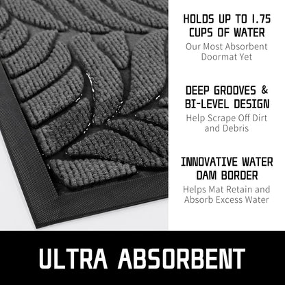 Yimobra Front Door Mat Outdoor Indoor, 29.5x17 All-Season Waterproof Door Mat Outside Entrance, All-Weather Non-Slip Outside Doormat for Garage Patio Entryway, Brown