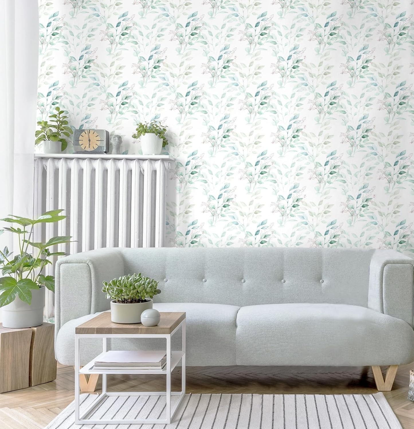 HeloHo Peel and Stick Wallpaper Blue Floral Leaf Wall Paper Self Adhesive Removable Thicken Waterproof Contact Paper for Bathroom Bedroom Living Room Decor Renter Friendly Wallpaper 15.35" X 78.7"