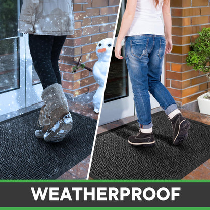 Mibao Front Door Mat, Heavy Duty Durable Welcome Mat for Outdoor Indoor, Dirt Trapper Waterproof Super Absorbent Door Mat for Entryway Outside Patio Porch, 29.5" x 17", Grey