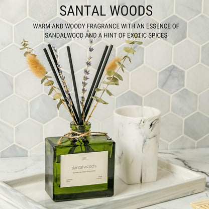 Craft & Kin Reed Diffuser with Dried Flowers | 5 oz Sicilian Citrus & Eucalyptus Scented Fall Reed Diffusers for Home, Bathroom | Scent Sticks | Elegant Fragrance Home Decor for Men & Women