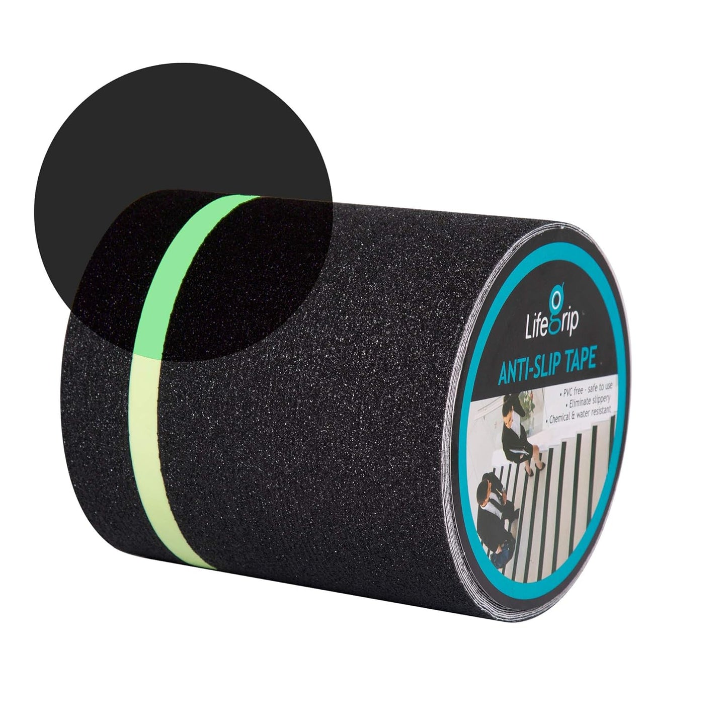 Lifegrip Anti Slip Tape, 4 Inch x 15 Foot Non-Slip Traction Grip Tape for Stairs, Waterproof Stair Treads Grip Non Slip, Non Skid Tape for Steps, Outdoor Black Grip Tape (4" X 15')