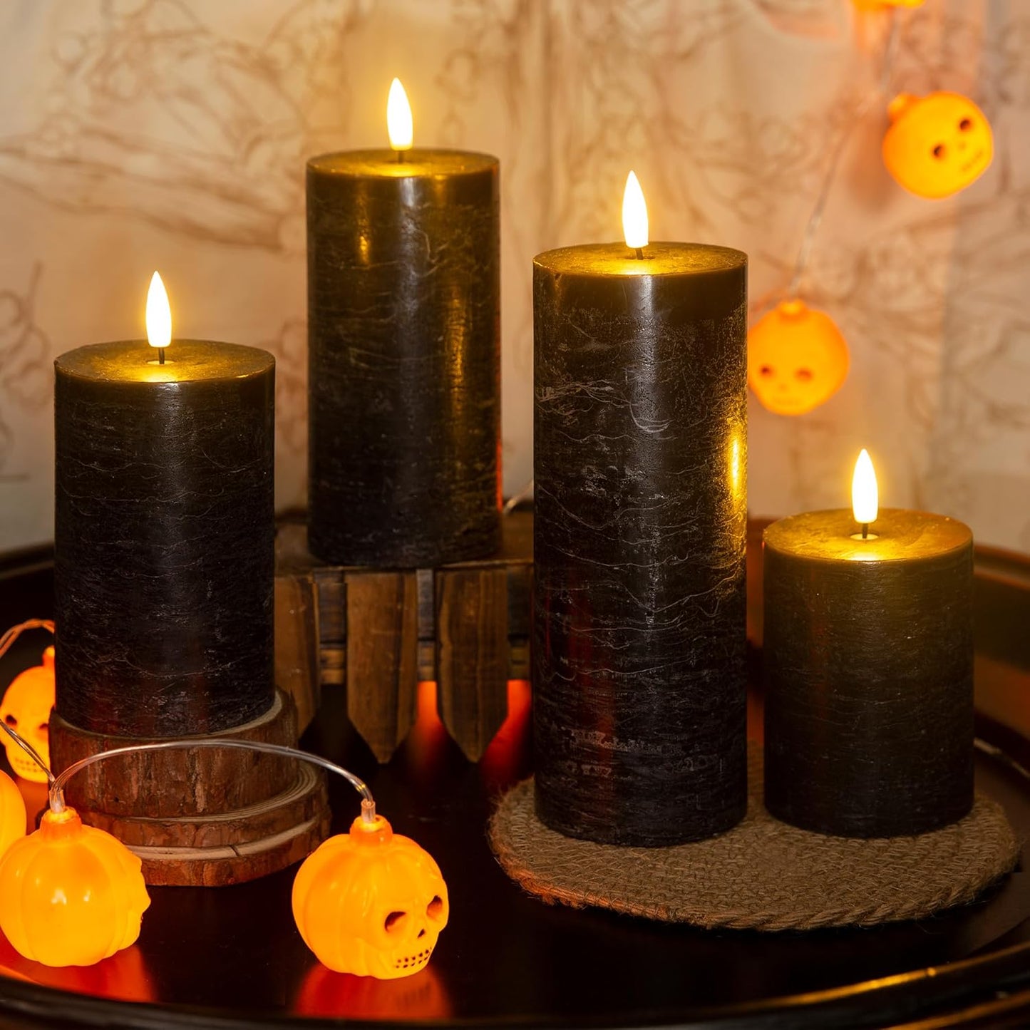 LUSHARBOR Flameless Candles, 4 Pack Battery Operated Candles with Remote, Real Wax LED Fake Candles with Timer Flickering for Christmas Wedding Home Party D3 H 5" 6" 7" 9" White