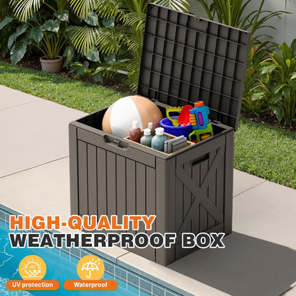 32 Gallon Deck Box Outdoor Indoor Waterproof Storage Box for Patio Furniture, Pool Accessories, Garden Tools, and Cushion Storage, Black