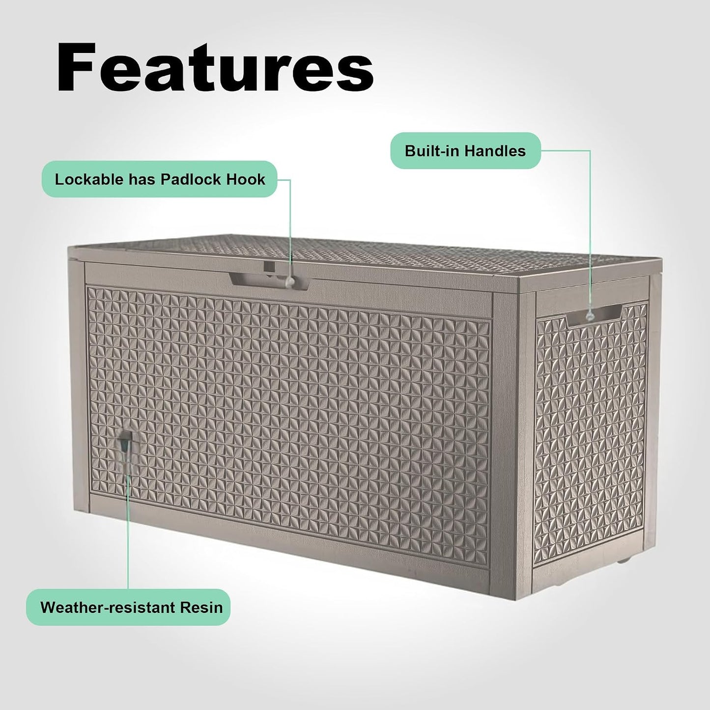 50Gal Outdoor Storage Box Anti-Theft Delivery Box Lockable Deck Box | Heavy-duty UV & weatherproof resin for secure parcel drop, patio cushion storage, garden tools & porch package organization