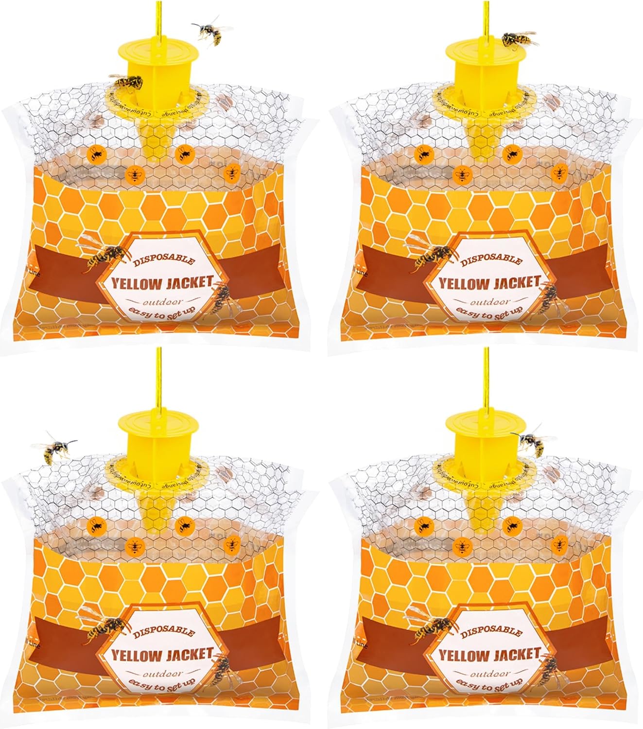 6 Pack Disposable Wasp Traps Outdoor Hanging Carpenter Bee Traps for Outside Yellow Jacket Trap Hornet Trap Wasp Catcher for Bug Flies Patio Garden