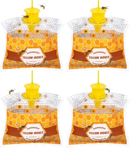 6 Pack Disposable Wasp Traps Outdoor Hanging Carpenter Bee Traps for Outside Yellow Jacket Trap Hornet Trap Wasp Catcher for Bug Flies Patio Garden