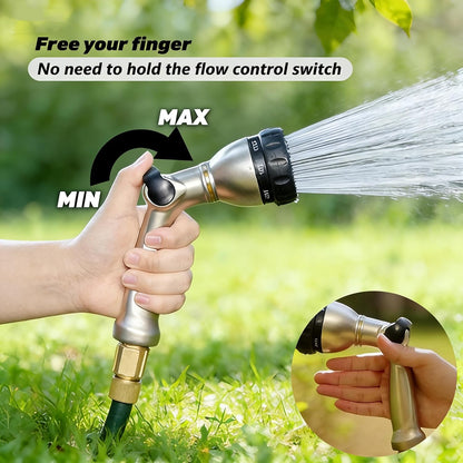 V.C Formark Garden Hose Nozzle, Heavy Duty Metal Water Hose Nozzle with 8 Adjustable Spray Patterns,Hose Sprayer with Thumb Control for Garden Watering, Car Washing, Pet Bathing & Window Cleaning