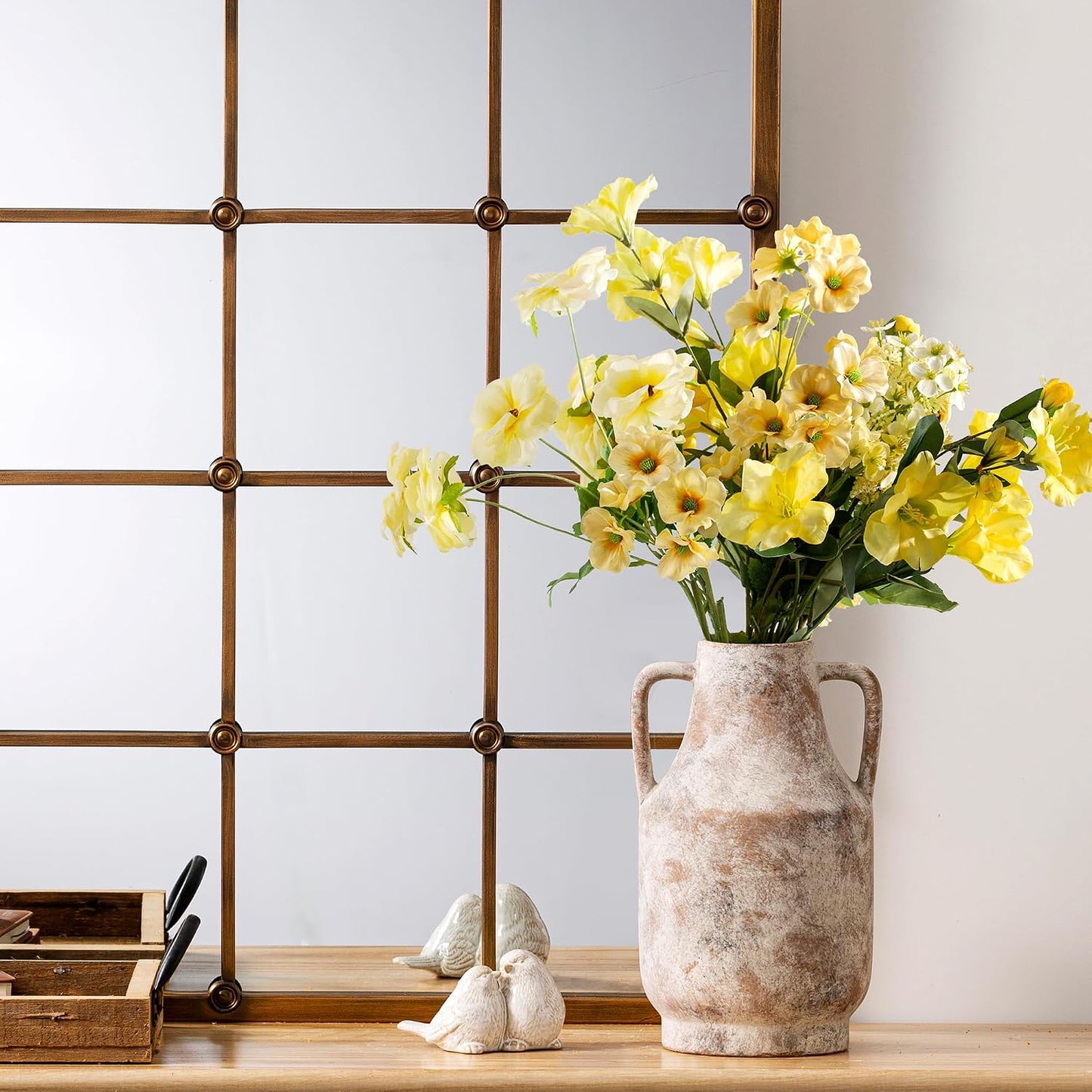 Ceramic Vase Set of 3, Modern Decorative Vases for Home Decor, Small Flower Pottery Vase Sets, Boho Farmhouse Rustic Vases for Living Room, Kitchen, Bedroom, Bathroom, Shelf, Table