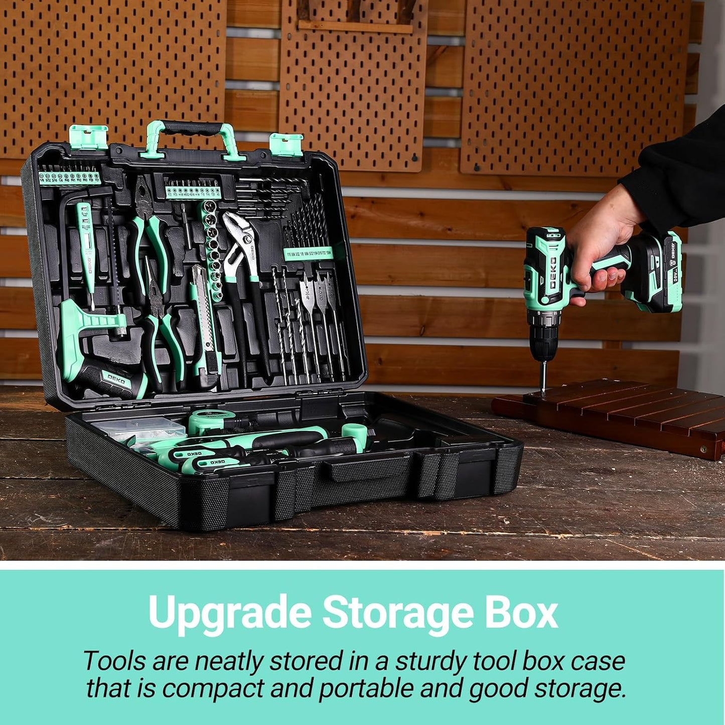 Cordless Drill Tool Kit Set: 20V Power Drill Tool Box with Battery Electric Drill Driver for Men Home Hand Repair Basic Toolbox Tools Sets Drills Case