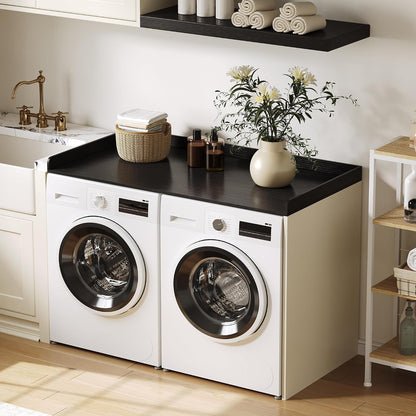 ChooChoo 2-Tier Washer Dryer Countertop with Adjustable Shelf, Spacious Laundry Room Storage for Folding Clothes and Efficient Organization, Walnut