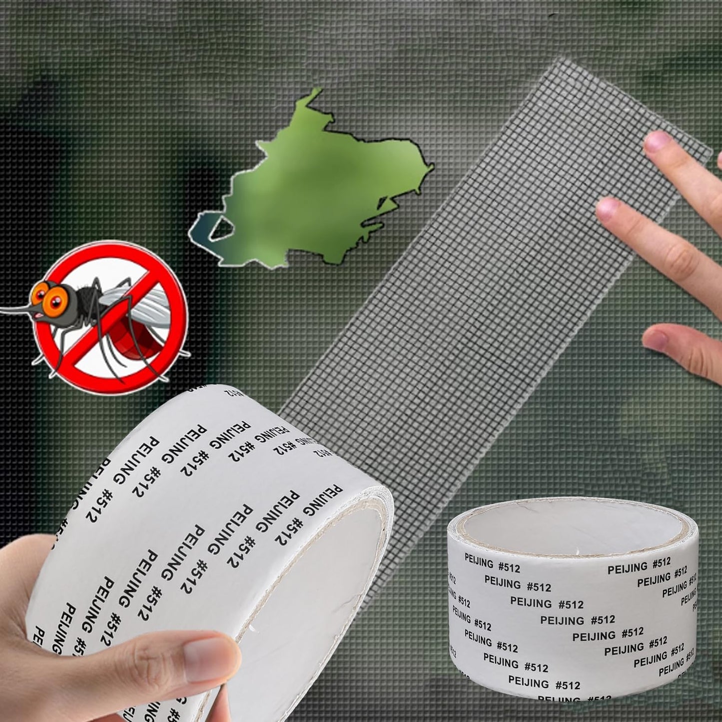 2 Roll Self-Adhesive Screen Window Repair Tape Mosquito Prevention Net Cover Screen Door Tent Repair Patch, 5cm*2cm