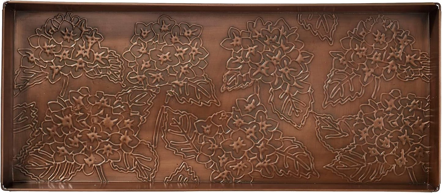 HF by LT Birch Forest Pattern Metal Boot Storage Tray, 30 x 13 inches, Antique Copper Finish