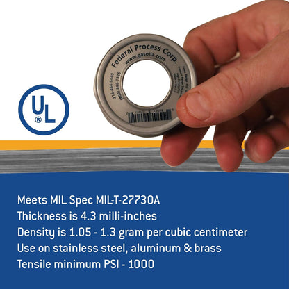Gasoila Nickel PTFE Thread Seal Tape – Professional-Grade, 1/2 Inch x 260 Inch, High-Density Thread Tape for Stainless Steel Pipes– Leak-Proof Seal, Non-Toxic
