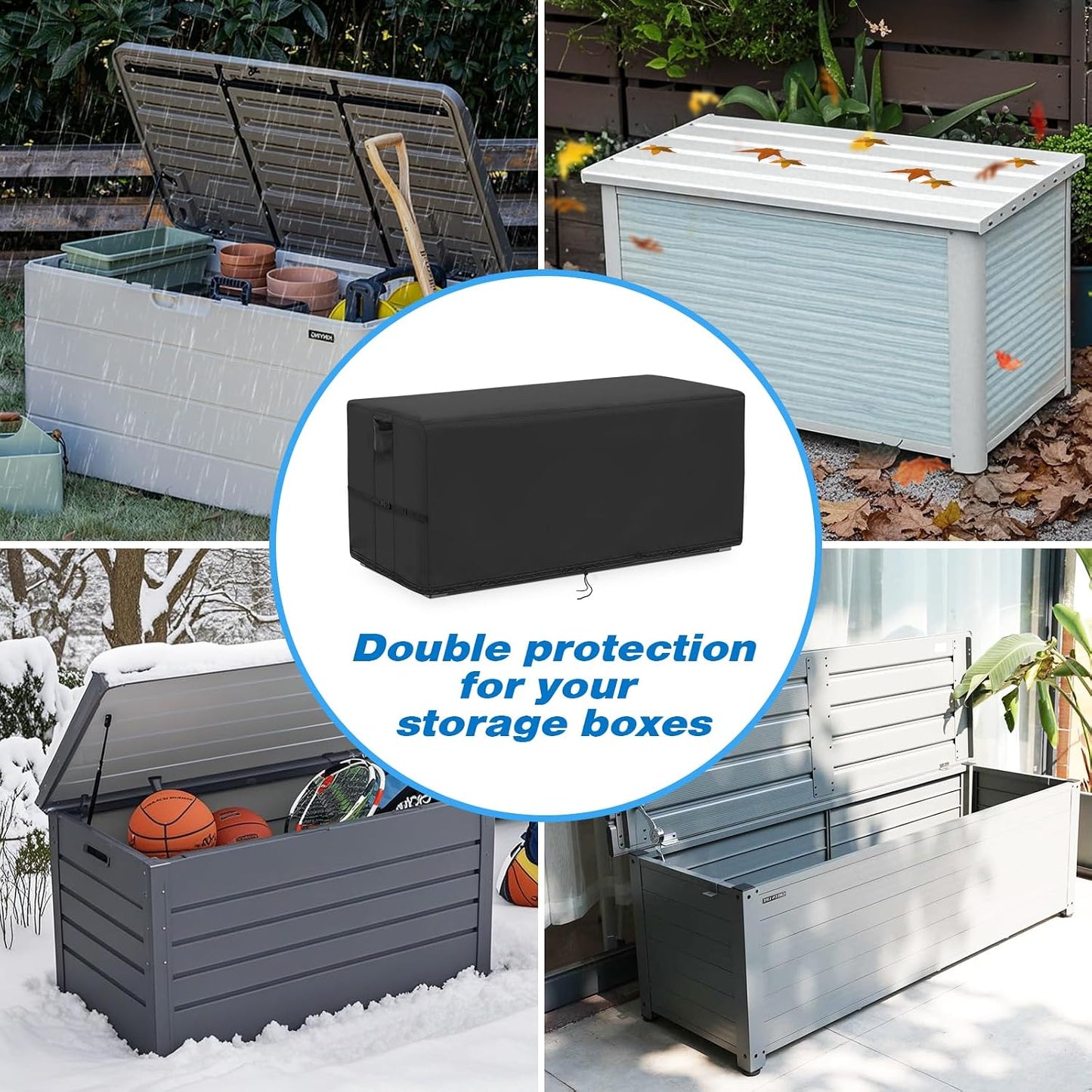 Kingling Deck Box Cover, Outdoor Storage Box Cover for Keter 30 Gallon Deck Box Waterproof Outside Patio Storage Bench Deck Boxes Covers Black (23" L x 18" W x 22" H inch)