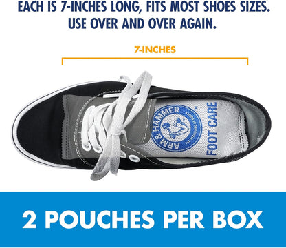 Arm & Hammer In-Shoe Odor Destroying Pouches, Shoe Deodorizer Insert for Reducing Odor and Absorbing Moisture, Smell Eliminator for All Footwear, Gym Bags and Work Boots (4 Pouches)