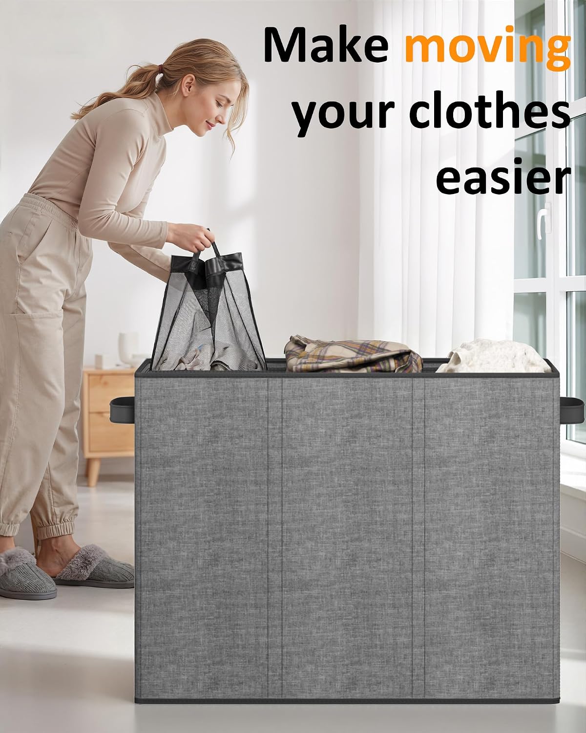 Optish 180L Laundry Hamper 3 Section, Large Laundry Hamper with Lid, Dirty Clothes Hampers with 3 Inner Bags, Laundry Basket Organizer for Laundry, Bedroom, Bathroom, Hamper 3 Compartment, Black